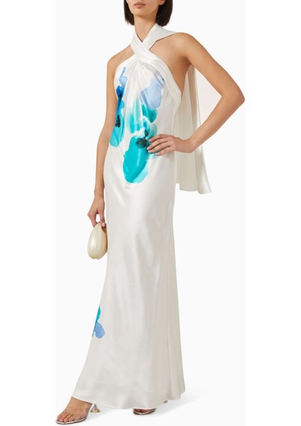 Mavi Yewgreen Maxi Elbise - Saten - 76% Asetat 24% Polyester - Drapeli Yaka Detayı modelleri