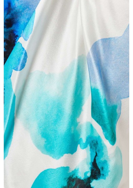 Mavi Yewgreen Maxi Elbise - Saten - 76% Asetat 24% Polyester - Drapeli Yaka Detayı fırsatları