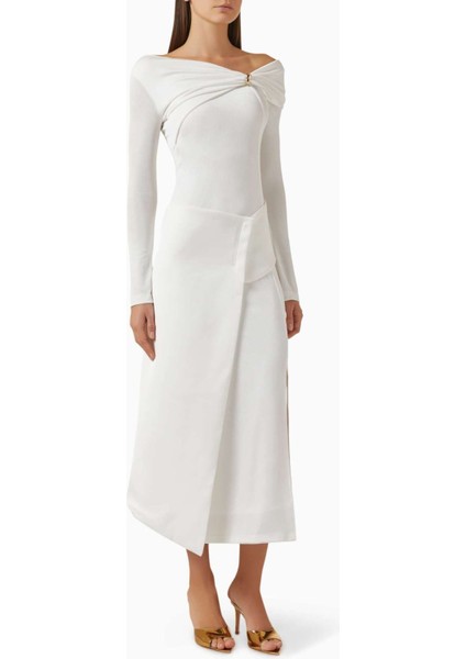 Minimalist Laly Off-Shoulder Elbise - Jarse ve Tafta, Şık Tasarım, Yan Yırtmaçlı