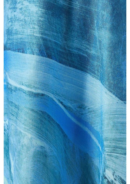 Mavi Osidge Desenli Maxi Elbise - %73 Viskoz, %27 Keten Kumaş Içeriği ile Şık Tasarım fırsatları