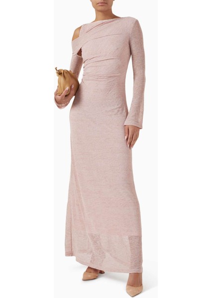 Asimetrik Soğuk Omuzlu Maxi Elbise Uzun Kol & Gizli Fermuar fiyatları