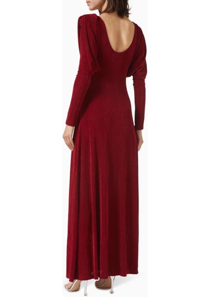 Diva Maxi Elbise - Puf Kollu, Derin U Yırtmaçlı, Twinkle Knit Kumaş modelleri