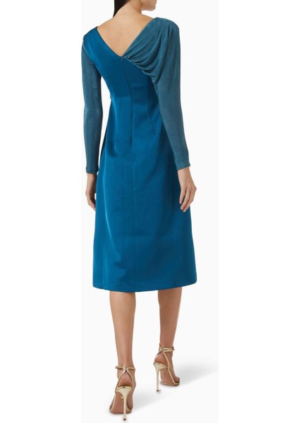 Asimetrik Midi Elbise Uzun Kollu modelleri