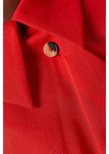 Asimetrik Midi Ipek Organza Elbise, Kırmızı indirimleri