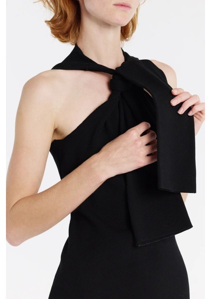 Siyah Maxi Örgü Elbise Yaka Bağlama Detaylı, Truvakar Stil Şık Tasarım fiyatları