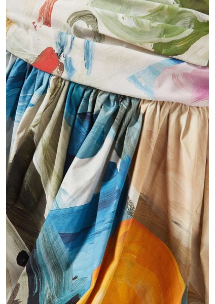 Çok Renkli Nershall Bubble-Hem Mini Elbise - %96 Naylon, %4 Elastan, Drapeli Korse Tasarım fırsatları