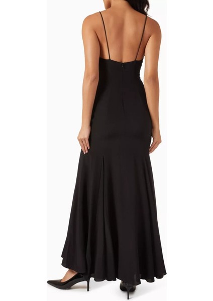 Siyah Ipek Şifon Maxi Elbise, Zarif ve Çarpıcı Gece Elbisesi modelleri