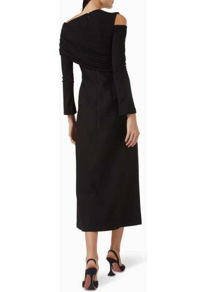 Asimetrik Midi Elbise: Soğuk Omuz Detaylı, A-Line Silüet, Zarif ve Şık Tasarım modelleri