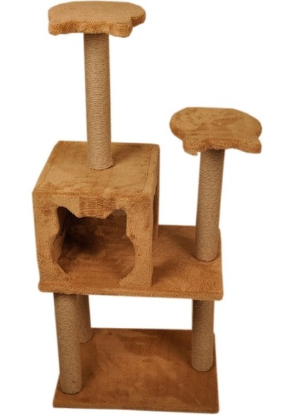 Üç Katlı Yuvalı Lüx Kedi Tırmalama Platformu ve Kedi Oyun Evi-Gri fiyatları