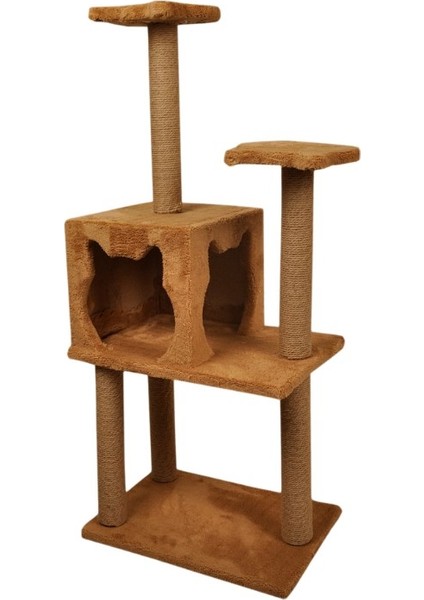 Üç Katlı Yuvalı Lüx Kedi Tırmalama Platformu ve Kedi Oyun Evi-Gri modelleri