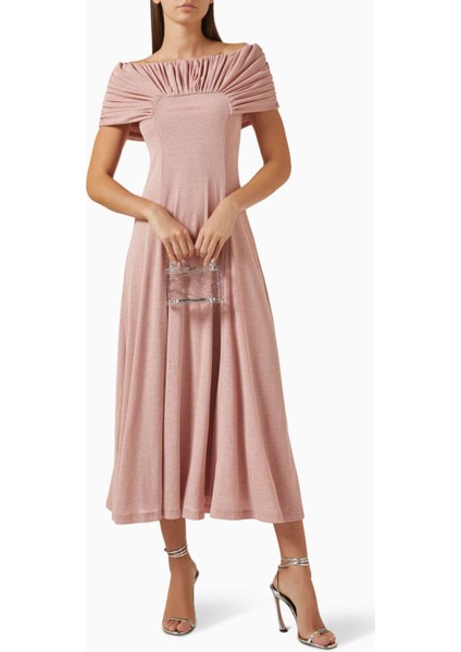 Rahat Fitli Marrgot Örgü Midi Elbise - Off Shoulder, Şık ve Çok Yönlü Tasarım fiyatları