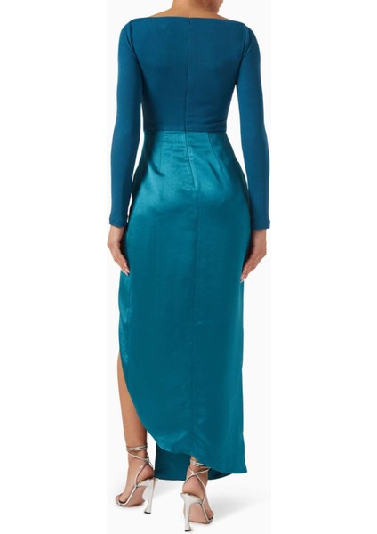 Drape Maxi Elbise - Dikkat Çekici Doku, Yüksek Yırtmaç & V-Yırtmaçlı Bel modelleri
