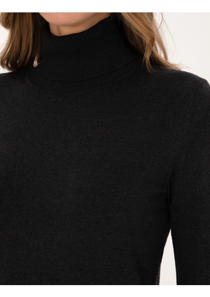 Kadın Antrasit Slim Fit Basic Kazak 50310886-VR006