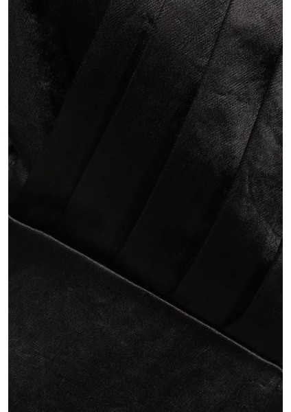 Plunge Yaka Tuxedo Elbise, Siyah fırsatları