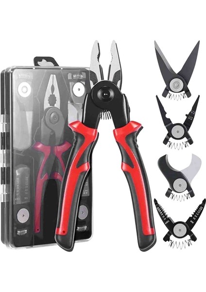 5'i 1 Arada Kombine Pense, Çok Amaçlı Taşınabilir Çok Fonksiyonlu Pense Aracı, Kablo Montajcıları ve Tamircileri Için Rahat Tutuşlu Sağlam ve Etkili Değiştirilebilir Pense modelleri