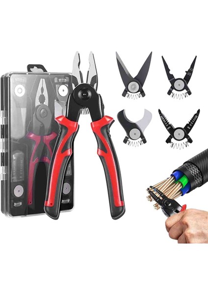 5'i 1 Arada Kombine Pense, Çok Amaçlı Taşınabilir Çok Fonksiyonlu Pense Aracı, Kablo Montajcıları ve Tamircileri Için Rahat Tutuşlu Sağlam ve Etkili Değiştirilebilir Pense indirimleri