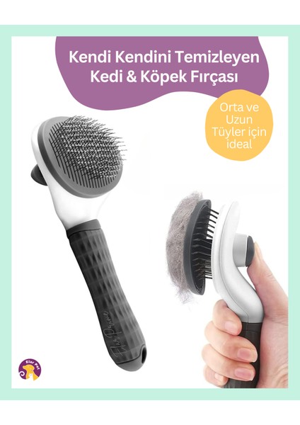 Otomatik Temizlenen Tuşlu Evcil Hayvan Fırçası Kedi Köpek Tüy Toplayıcı Tarak Gri fiyatları