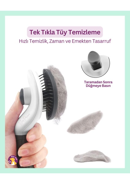 Otomatik Temizlenen Tuşlu Evcil Hayvan Fırçası Kedi Köpek Tüy Toplayıcı Tarak Gri fırsatları