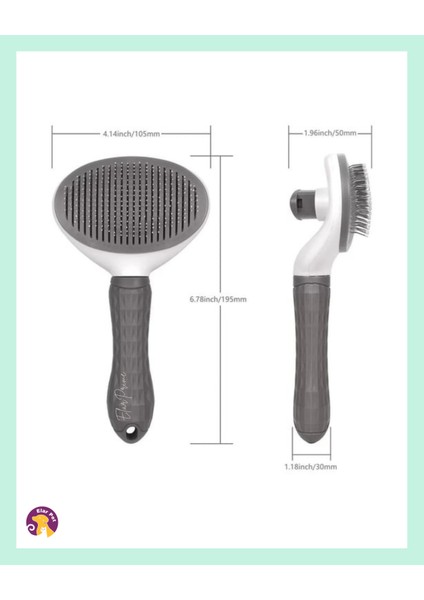 Otomatik Temizlenen Tuşlu Evcil Hayvan Fırçası Kedi Köpek Tüy Toplayıcı Tarak Gri indirimleri