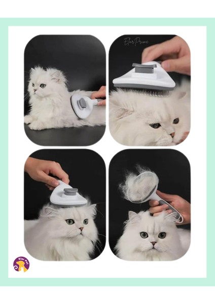 Otomatik Temizlenen Tuşlu Evcil Hayvan Fırçası Kedi Köpek Tüy Toplayıcı Tarak Gri