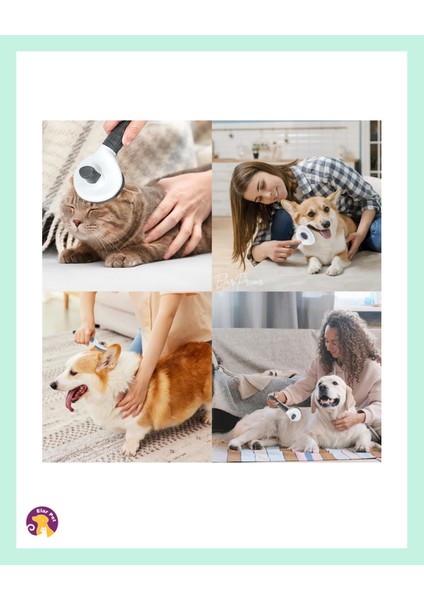 Otomatik Temizlenen Tuşlu Evcil Hayvan Fırçası Kedi Köpek Tüy Toplayıcı Tarak Gri