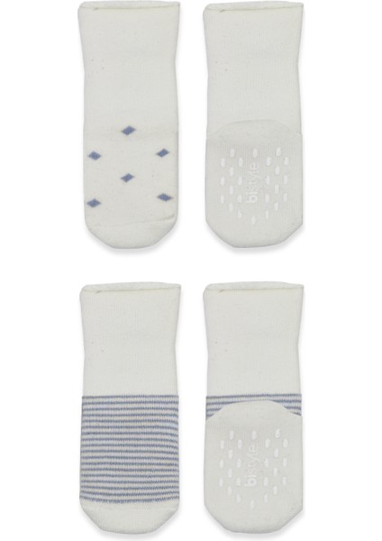 Bistyle 2'li Havlu Soket Kaymaz Çorap 10504 Indigo Ekru fırsatları