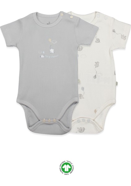 Bistyle Flying Elephant Yarım Kol 2'li Body 17116 Ekru Gri