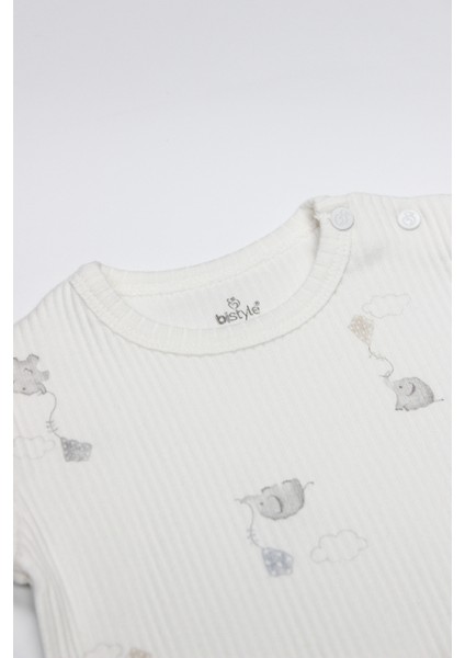 Bistyle Flying Elephant Yarım Kol 2'li Body 17116 Ekru Gri modelleri