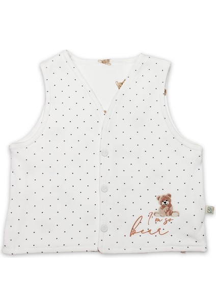 Bistyle I Am So Bear Çift Taraflı Bebe Yelek 18103 Bej Ekru