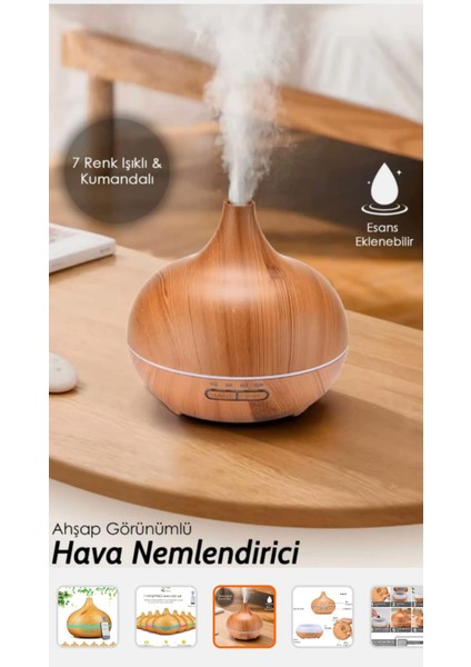Uzaktan Kumandalı 7 Renk LED Işıklı Hava Nemlendirici Cihaz Oda Kokusu Açık Kahve modelleri