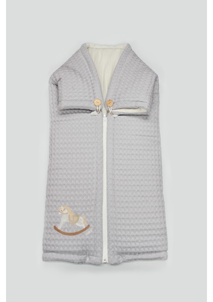 Bistyle Fermuarlı Natural Life Pike Battaniye Boy 70114 Gri