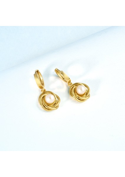 925 Ayar Gümüş Altın Kaplama Inci Detaylı Sallantılı Küpe - EP00138 modelleri