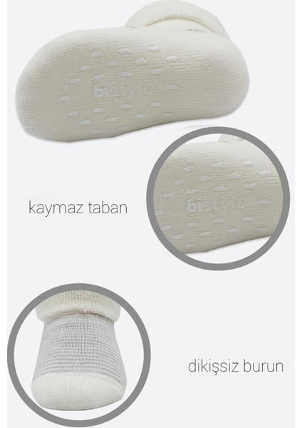 Bistyle 2'li Havlu Soket Kaymaz Çorap 10504 Gri Ekru indirimleri
