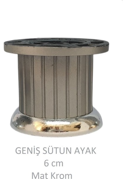 Plastik 6 cm Geniş Sütun Ayak, Mat Krom, Vidalarıyla