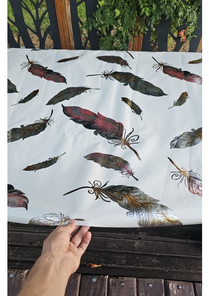 Leke Tutmaz Desenli Pvc Masa Örtüsü – Beyaz Üzeri Beyaz Tüy Desen Kaliteli Muşamba Sofra Bezi indirimleri