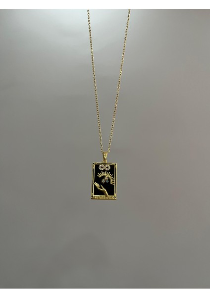 Çelik Gold Siyah Tarot Kolye