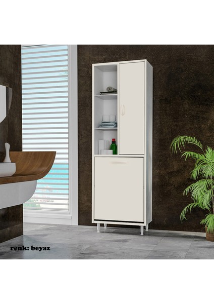 55x160 cm Tek Kapaklı Kirli Çamaşır Dolabı Sepetli Banyo Dolabı fırsatları