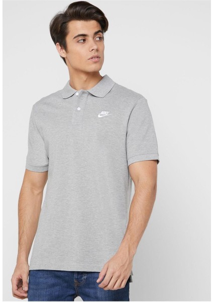 Standart Fit Pamuklu Polo Tişört Gri