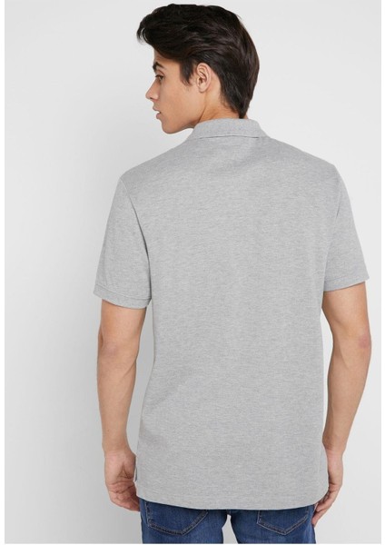 Standart Fit Pamuklu Polo Tişört Gri fırsatları