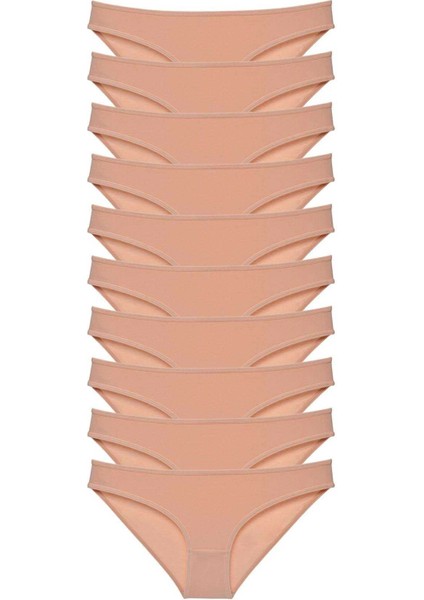 10 Adet Süper Eko Set Likralı Kadın Slip Külot Ten