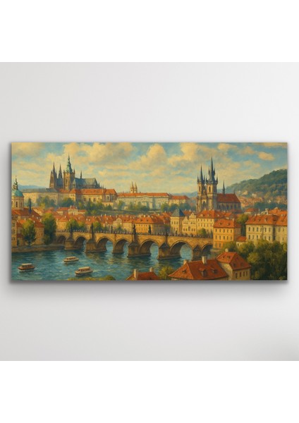 Prag Şehir Manzarası Kanvas Tablo 60X120CM