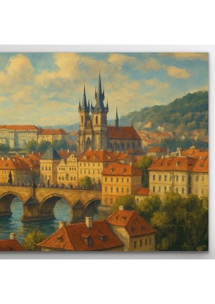 Prag Şehir Manzarası Kanvas Tablo 60X120CM modelleri