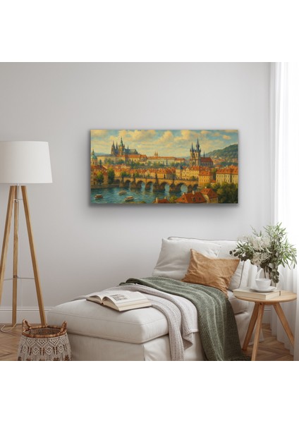 Prag Şehir Manzarası Kanvas Tablo 60X120CM fırsatları