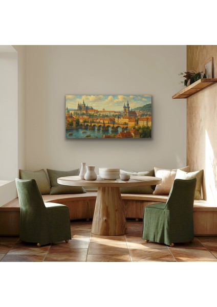 Prag Şehir Manzarası Kanvas Tablo 60X120CM