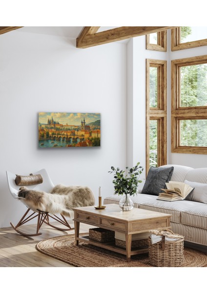 Prag Şehir Manzarası Kanvas Tablo 60X120CM