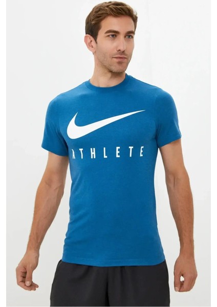 Dri-Fit Training Swoosh Standart Kesim Mavi Erkek Tişört