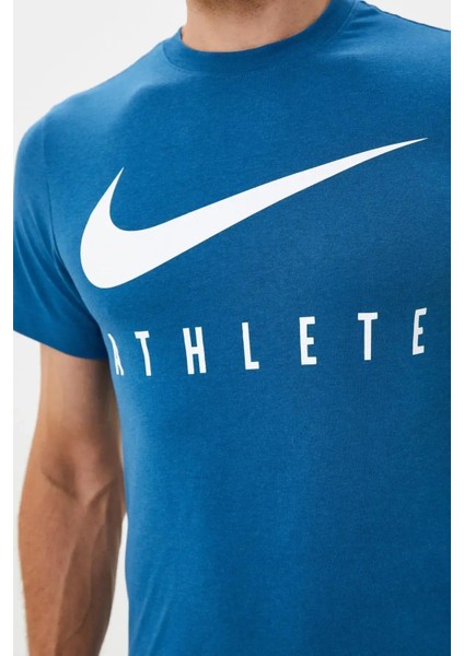 Dri-Fit Training Swoosh Standart Kesim Mavi Erkek Tişört modelleri