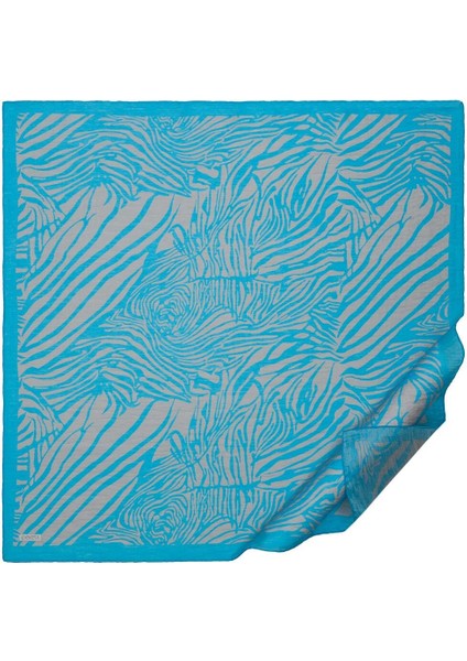 Ipekevi Zebra Desenli Tensel Soft Eşarp 02236-TURKUAZ