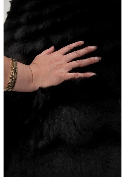 Premium Deri Taban, Yüksek Tüylü Yumuşak,bubble Post Banyo Paspası 2'li 100X60 - 60X50 cm - Siyah modelleri