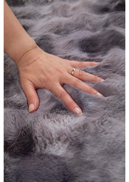 Premium Deri Taban, Yüksek Tüylü Yumuşak, Post Banyo Paspası 2'li 100X60 - 60X50 cm - Antrasit modelleri